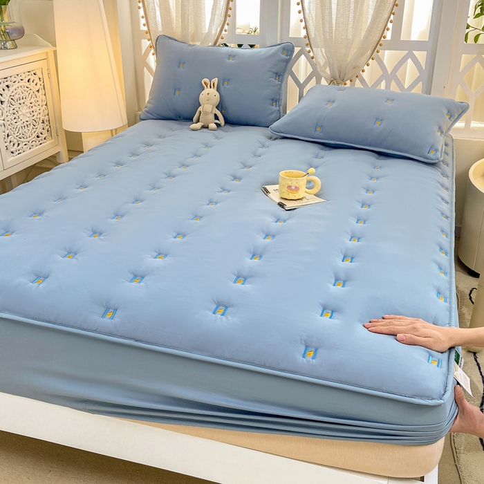 安逸恋 2025新款简约新疆棉花单床笠床笠单件单品床笠 深蓝