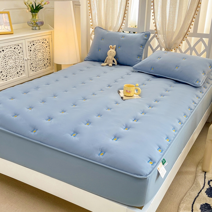 91家纺网 家纺一手货源 找家纺 安逸恋 2025新款简约新疆棉花单床笠床笠单件单品床笠 深蓝