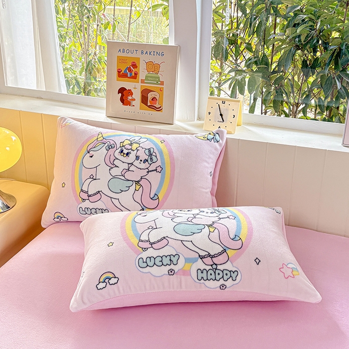 91家纺网 家纺一手货源 找家纺 ds生活馆 2025新款大版高克重双面牛奶绒四件套 独角兽小兔