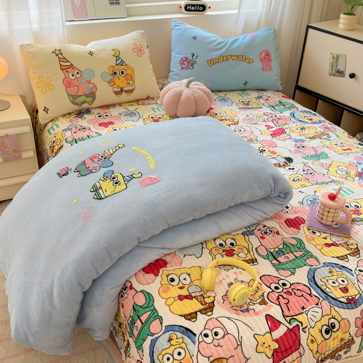 91家纺网 家纺一手货源 找家纺 乐童家纺 2024新款直播爆款13070纯棉印花吊边款一字绣四件套第六波 温婉花季