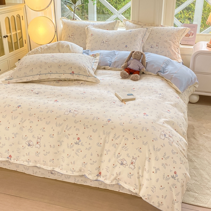 91家纺网 家纺一手货源 找家纺 凌鼎 2025新款多规格掉边13070全棉四件套 花田妙语