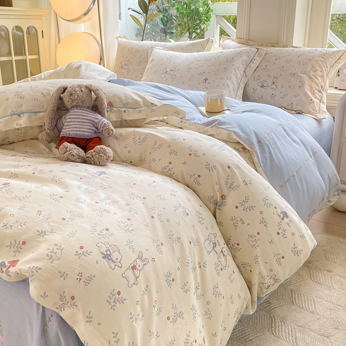 91家纺网 家纺一手货源 找家纺 凌鼎 2025新款多规格掉边13070全棉四件套 花田妙语