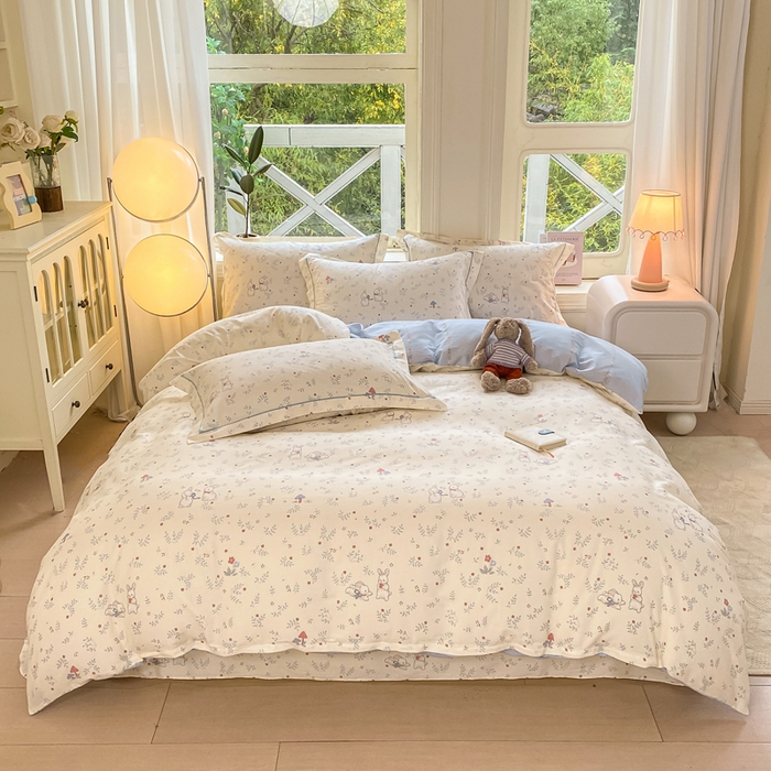 91家纺网 家纺一手货源 找家纺 凌鼎 2025新款多规格掉边13070全棉四件套 花田妙语