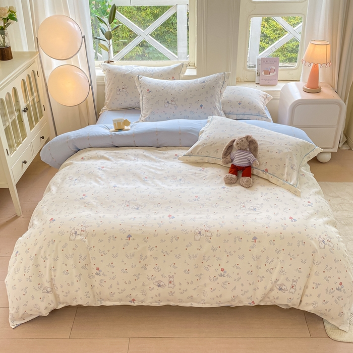 91家纺网 家纺一手货源 找家纺 凌鼎 2025新款多规格掉边13070全棉四件套 花田妙语