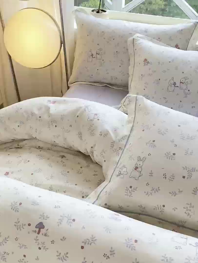 91家纺网 家纺一手货源 找家纺 凌鼎 2025新款多规格掉边13070全棉四件套 花田妙语