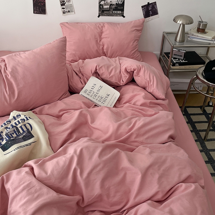 91家纺网 家纺一手货源 找家纺 优梦莱 2025新款糯糯抗菌棉四件套 豆沙粉