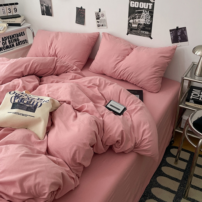 91家纺网 家纺一手货源 找家纺 优梦莱 2025新款糯糯抗菌棉四件套 豆沙粉