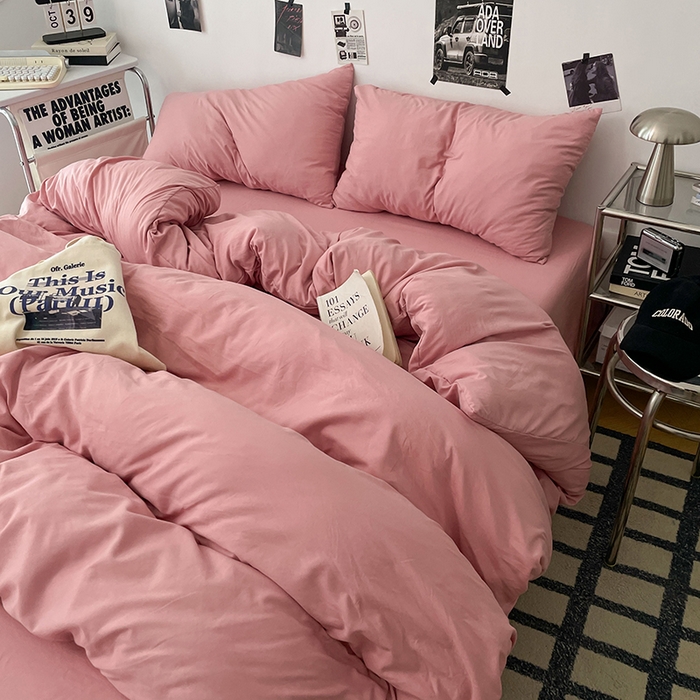 91家纺网 家纺一手货源 找家纺 优梦莱 2025新款糯糯抗菌棉四件套 豆沙粉