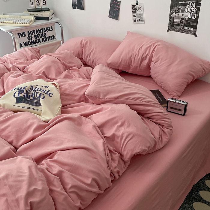 91家纺网 家纺一手货源 找家纺 优梦莱 2025新款糯糯抗菌棉四件套 豆沙粉