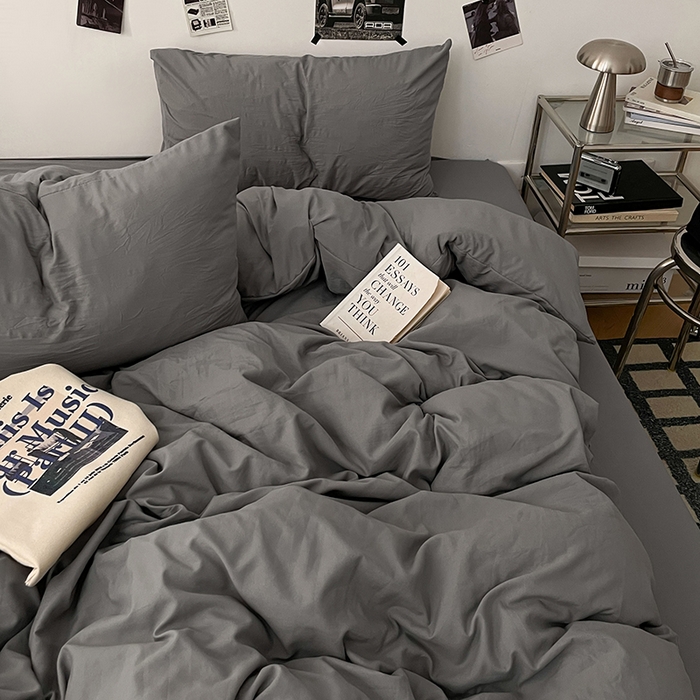 91家纺网 家纺一手货源 找家纺 优梦莱 2025新款糯糯抗菌棉四件套 暗夜灰