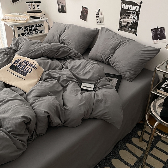 91家纺网 家纺一手货源 找家纺 优梦莱 2025新款糯糯抗菌棉四件套 暗夜灰