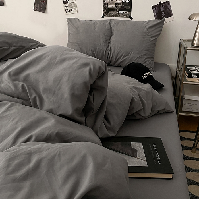 91家纺网 家纺一手货源 找家纺 优梦莱 2025新款糯糯抗菌棉四件套 暗夜灰