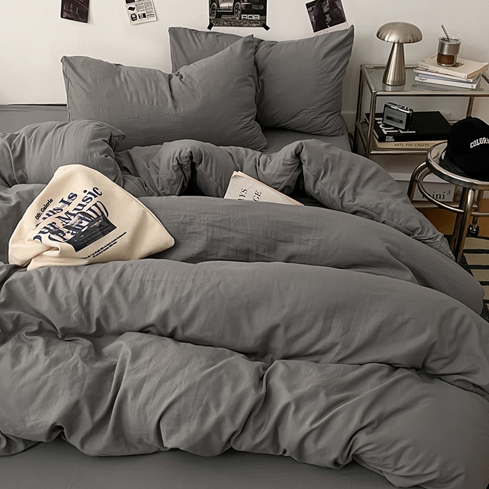 91家纺网 家纺一手货源 找家纺 优梦莱 2025新款糯糯抗菌棉四件套 暗夜灰