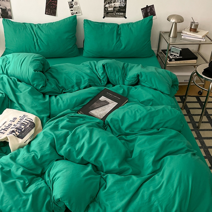 91家纺网 家纺一手货源 找家纺 优梦莱 2025新款糯糯抗菌棉四件套 孔雀绿