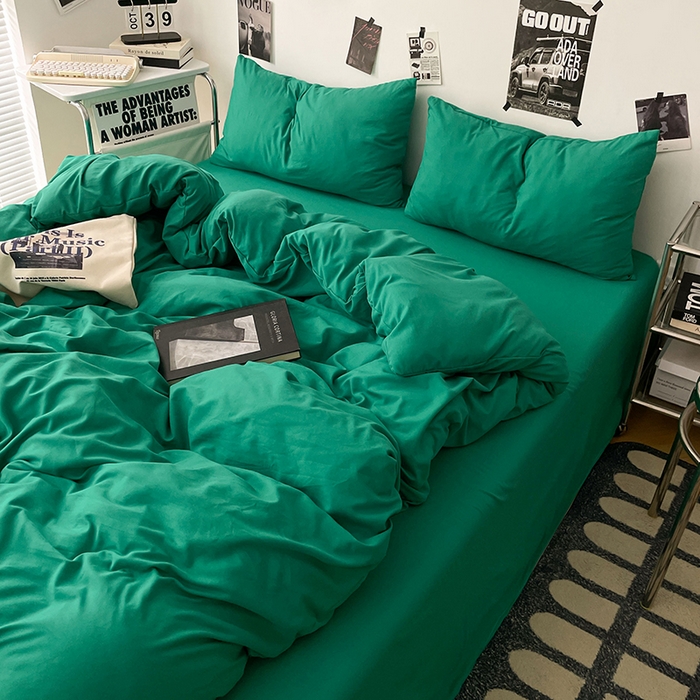 91家纺网 家纺一手货源 找家纺 优梦莱 2025新款糯糯抗菌棉四件套 孔雀绿