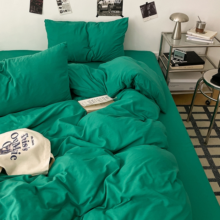 91家纺网 家纺一手货源 找家纺 优梦莱 2025新款糯糯抗菌棉四件套 孔雀绿