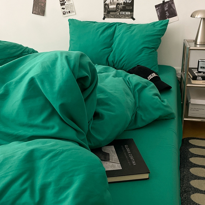 91家纺网 家纺一手货源 找家纺 优梦莱 2025新款糯糯抗菌棉四件套 孔雀绿