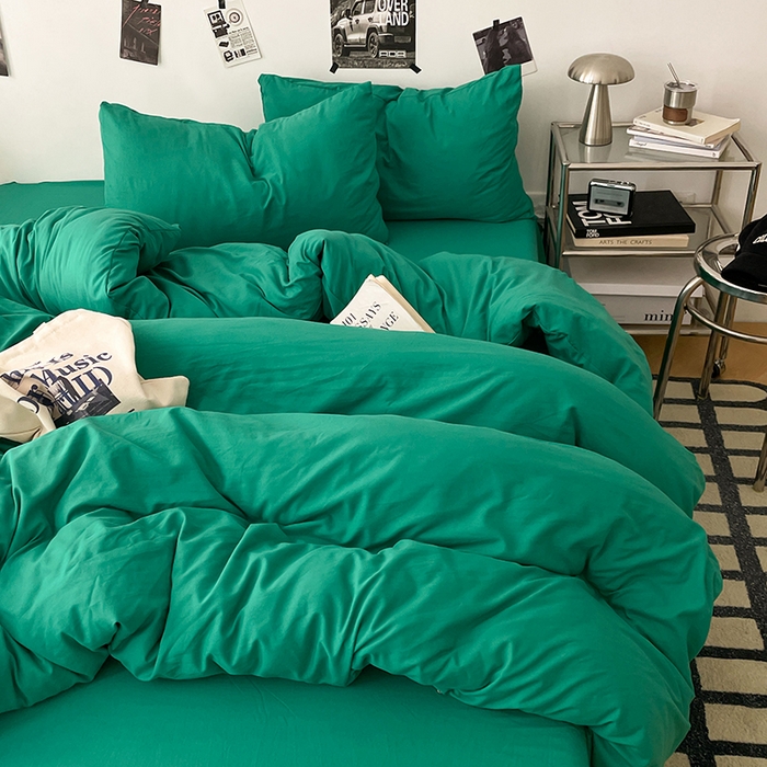 91家纺网 家纺一手货源 找家纺 优梦莱 2025新款糯糯抗菌棉四件套 孔雀绿