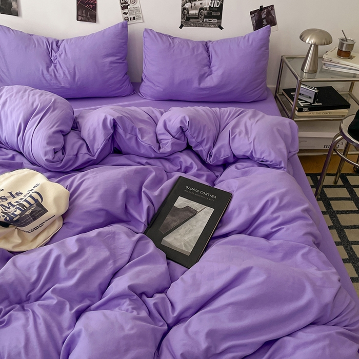 91家纺网 家纺一手货源 找家纺 优梦莱 2025新款糯糯抗菌棉四件套 罗兰紫