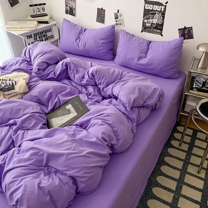 91家纺网 家纺一手货源 找家纺 优梦莱 2025新款糯糯抗菌棉四件套 罗兰紫