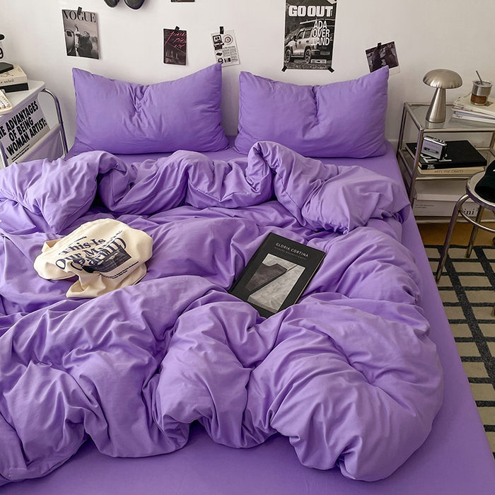 91家纺网 家纺一手货源 找家纺 优梦莱 2025新款糯糯抗菌棉四件套 罗兰紫