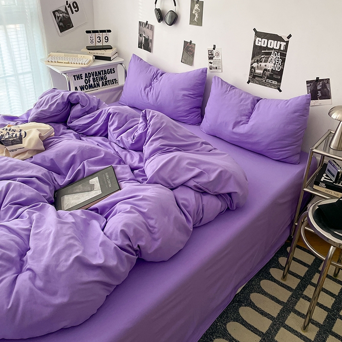 91家纺网 家纺一手货源 找家纺 优梦莱 2025新款糯糯抗菌棉四件套 罗兰紫