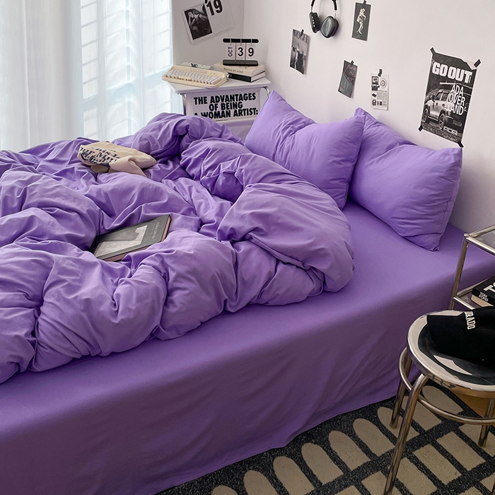 91家纺网 家纺一手货源 找家纺 优梦莱 2025新款糯糯抗菌棉四件套 罗兰紫