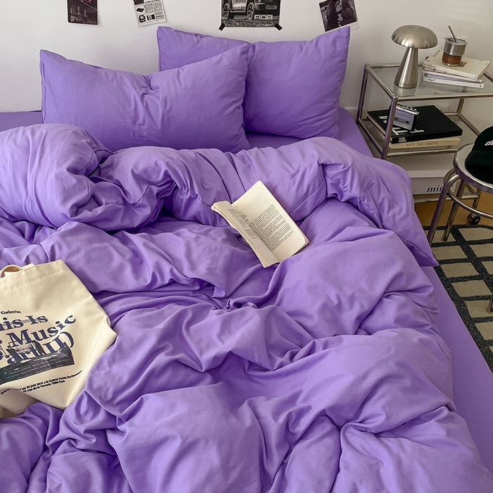 91家纺网 家纺一手货源 找家纺 优梦莱 2025新款糯糯抗菌棉四件套 罗兰紫