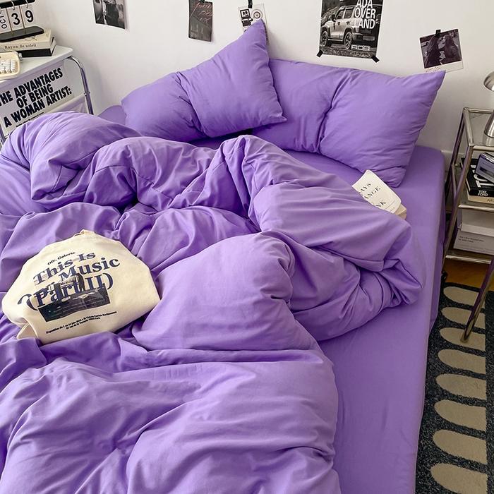 91家纺网 家纺一手货源 找家纺 优梦莱 2025新款糯糯抗菌棉四件套 罗兰紫