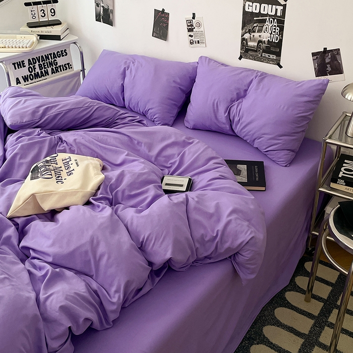 91家纺网 家纺一手货源 找家纺 优梦莱 2025新款糯糯抗菌棉四件套 罗兰紫