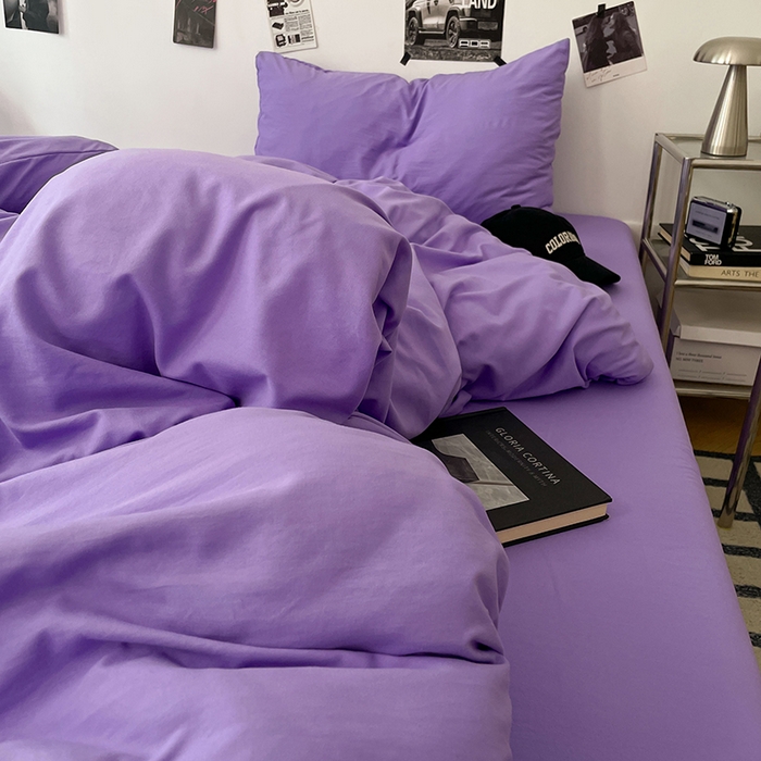 91家纺网 家纺一手货源 找家纺 优梦莱 2025新款糯糯抗菌棉四件套 罗兰紫