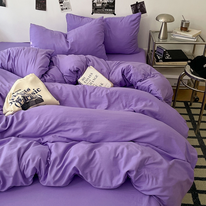 91家纺网 家纺一手货源 找家纺 优梦莱 2025新款糯糯抗菌棉四件套 罗兰紫