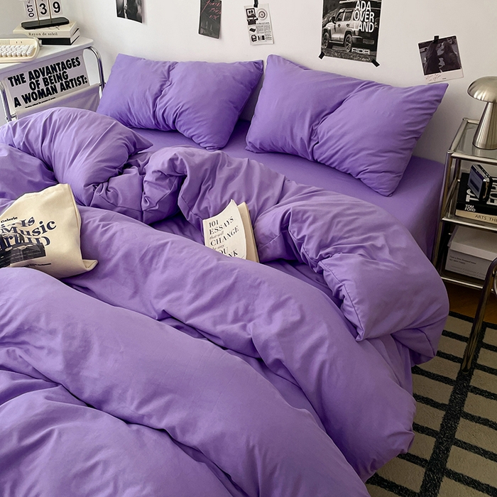 91家纺网 家纺一手货源 找家纺 优梦莱 2025新款糯糯抗菌棉四件套 罗兰紫