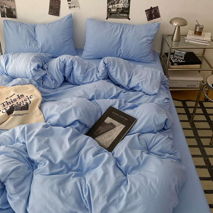 91家纺网 家纺一手货源 找家纺 优梦莱 2025新款糯糯抗菌棉四件套 梦幻蓝