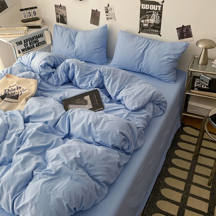 91家纺网 家纺一手货源 找家纺 优梦莱 2025新款糯糯抗菌棉四件套 梦幻蓝