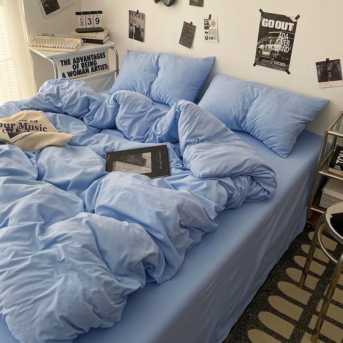 91家纺网 家纺一手货源 找家纺 优梦莱 2025新款糯糯抗菌棉四件套 梦幻蓝