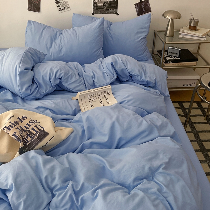 91家纺网 家纺一手货源 找家纺 优梦莱 2025新款糯糯抗菌棉四件套 梦幻蓝