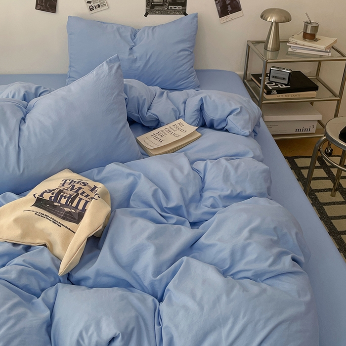 91家纺网 家纺一手货源 找家纺 优梦莱 2025新款糯糯抗菌棉四件套 梦幻蓝