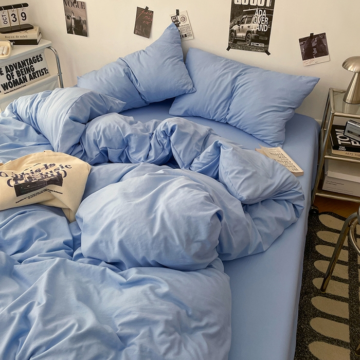 91家纺网 家纺一手货源 找家纺 优梦莱 2025新款糯糯抗菌棉四件套 梦幻蓝