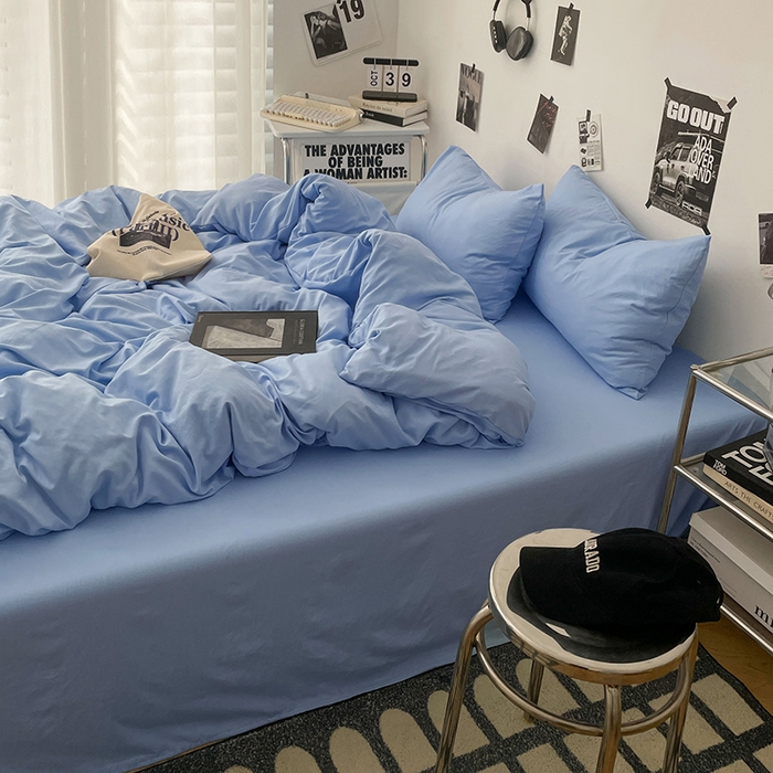 91家纺网 家纺一手货源 找家纺 优梦莱 2025新款糯糯抗菌棉四件套 梦幻蓝