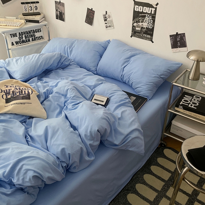 91家纺网 家纺一手货源 找家纺 优梦莱 2025新款糯糯抗菌棉四件套 梦幻蓝