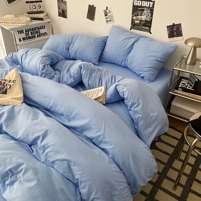 91家纺网 家纺一手货源 找家纺 优梦莱 2025新款糯糯抗菌棉四件套 梦幻蓝