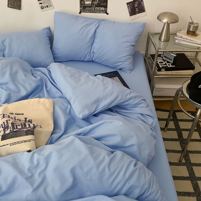 91家纺网 家纺一手货源 找家纺 优梦莱 2025新款糯糯抗菌棉四件套 梦幻蓝