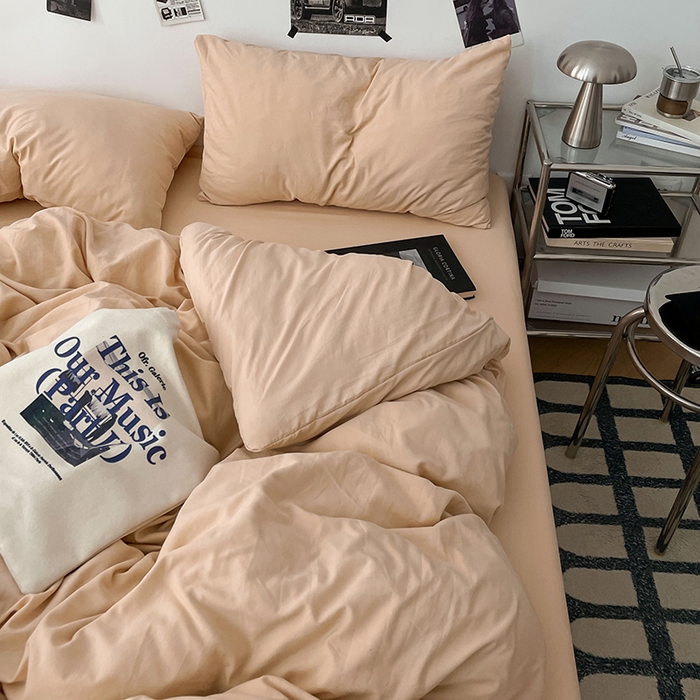 91家纺网 家纺一手货源 找家纺 优梦莱 2025新款糯糯抗菌棉四件套 奶茶色