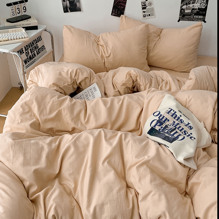 91家纺网 家纺一手货源 找家纺 优梦莱 2025新款糯糯抗菌棉四件套 奶茶色