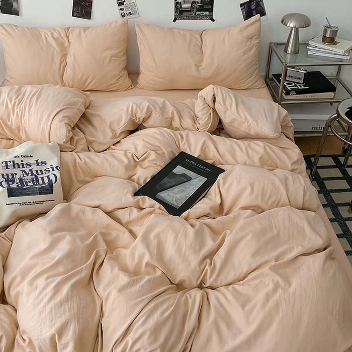 91家纺网 家纺一手货源 找家纺 优梦莱 2025新款糯糯抗菌棉四件套 奶茶色