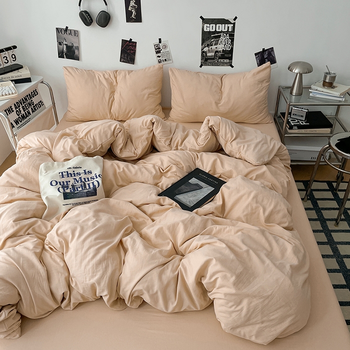 91家纺网 家纺一手货源 找家纺 优梦莱 2025新款糯糯抗菌棉四件套 奶茶色