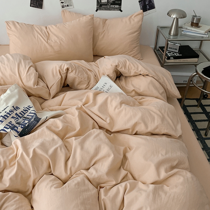 91家纺网 家纺一手货源 找家纺 优梦莱 2025新款糯糯抗菌棉四件套 奶茶色