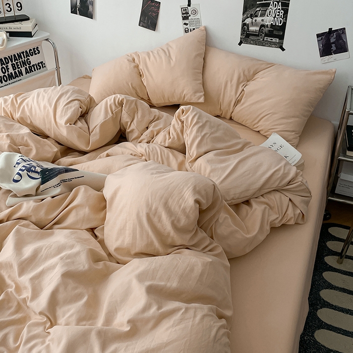 91家纺网 家纺一手货源 找家纺 优梦莱 2025新款糯糯抗菌棉四件套 奶茶色