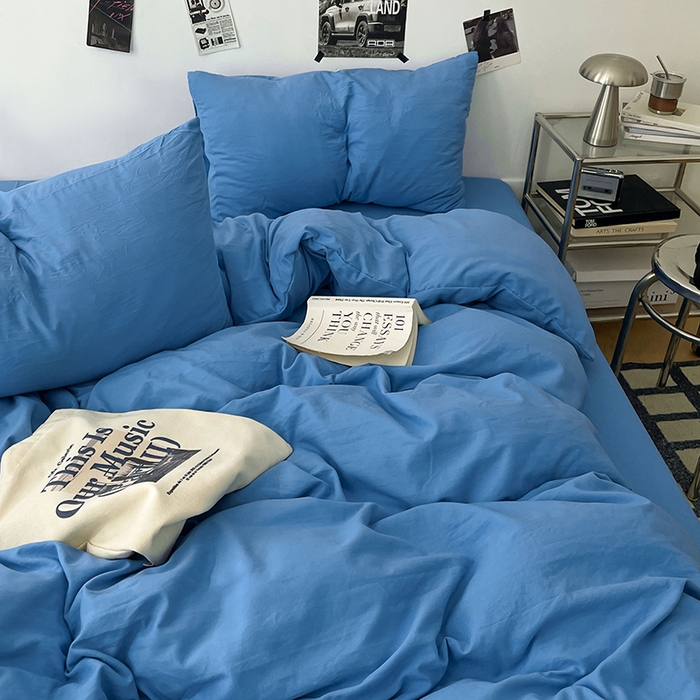 91家纺网 家纺一手货源 找家纺 优梦莱 2025新款糯糯抗菌棉四件套 深海蓝